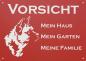 Preview: Aluminium Warnschild American Akita VORSICHT Mein Haus mein Garten meine Familie